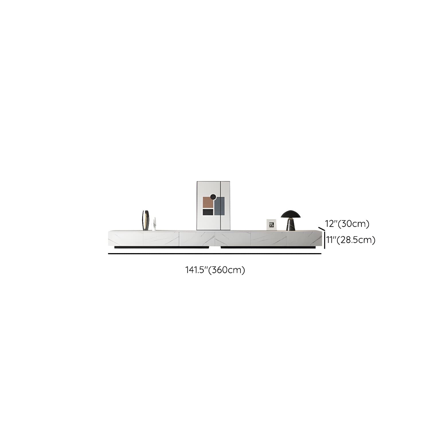 Contemporary 11.02"H TV Media Console Stand in White with Drawers - image 17