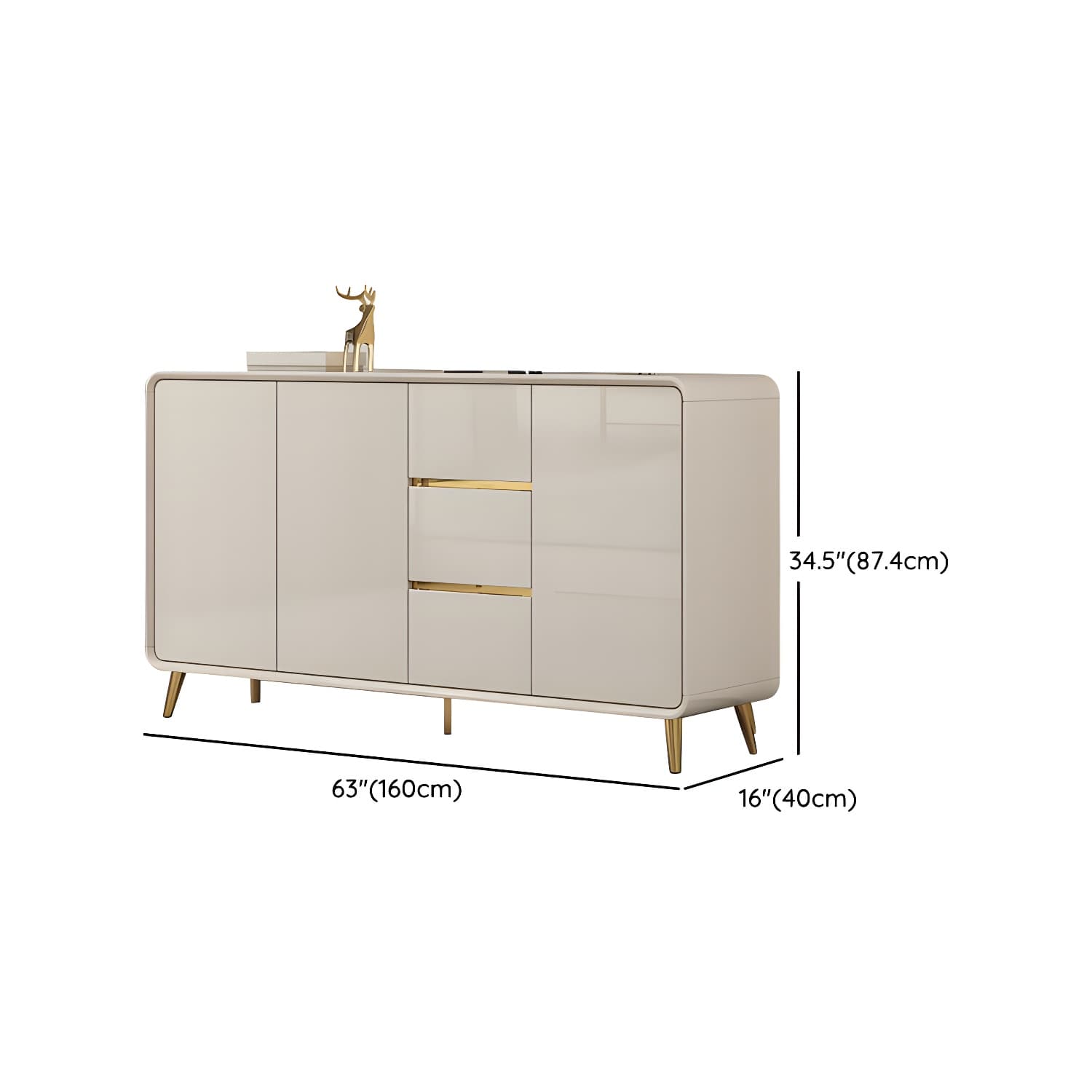 White Glam Sideboard Credenza with Adjustable Shelving and 3 Drawers - image 22