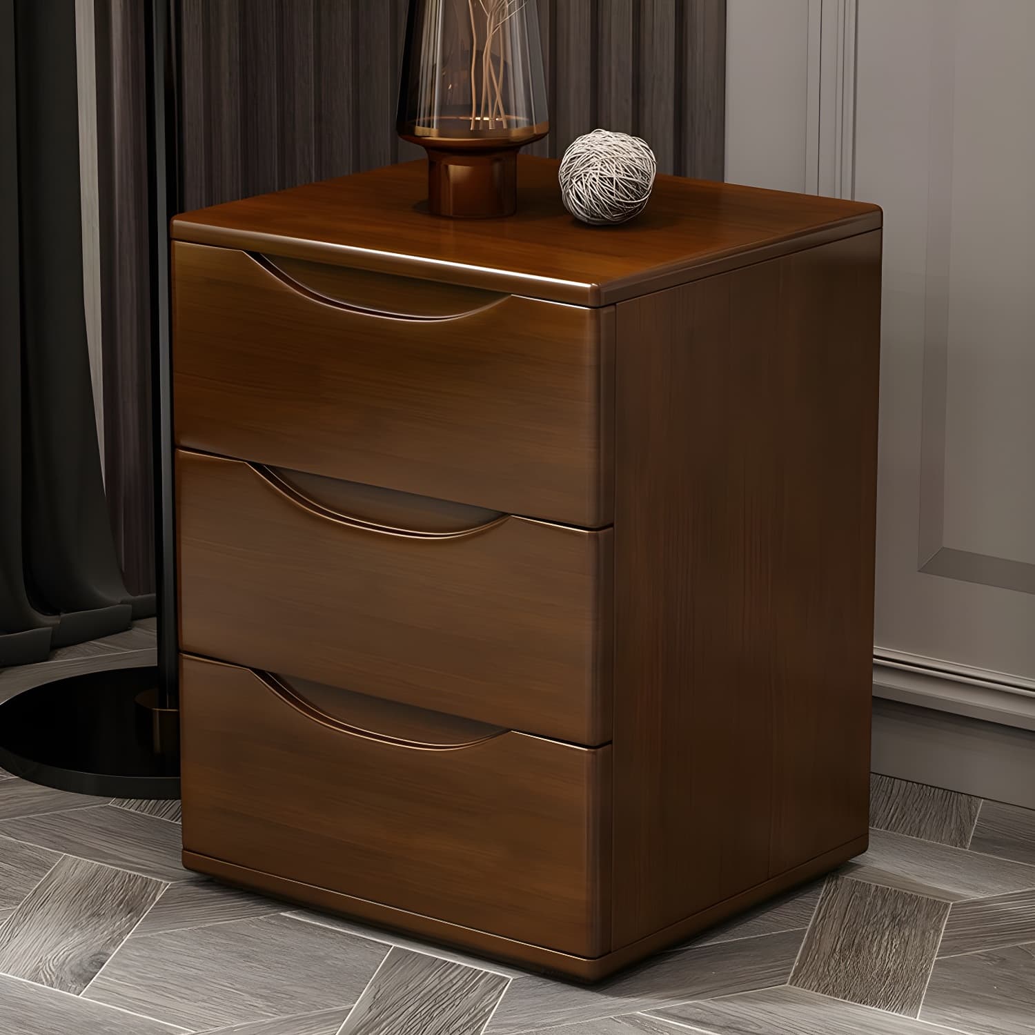 3 Drawers Contemporary Accent Table Nightstand Antique Finish Nightstand - image 8