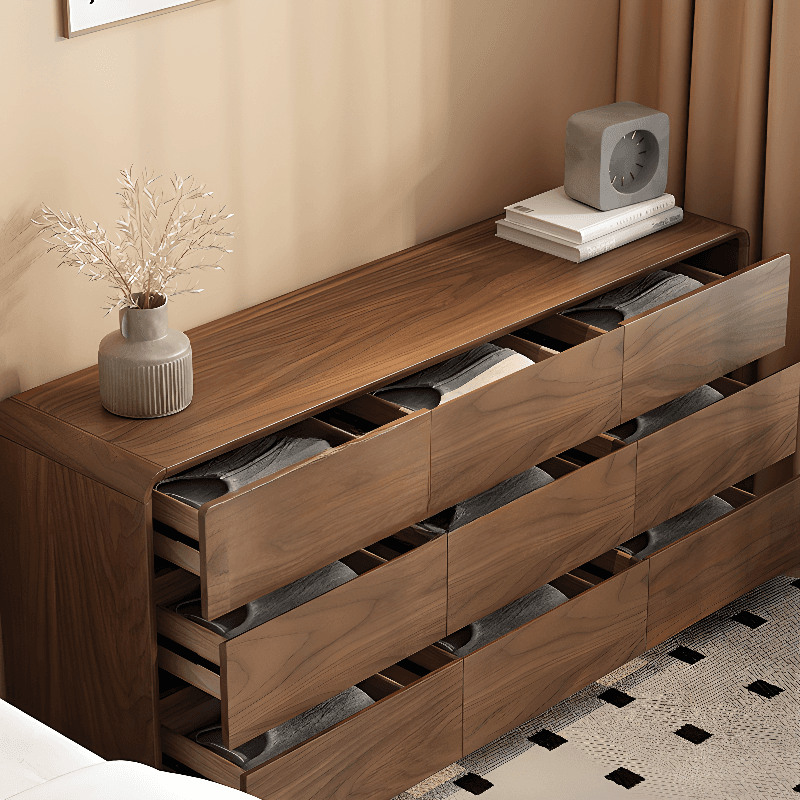 Cocoa Simplistic Natural Wood Bachelor Chest/Double Dresser with 6/9/5 Drawers in Horizontal/Vertical Orientation