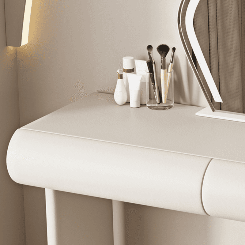 Modish Large/Standard Makeup Vanity/Vanity Set with White Seating, 5 Drawers, Timber Frame, and Mirror Lights - image 9