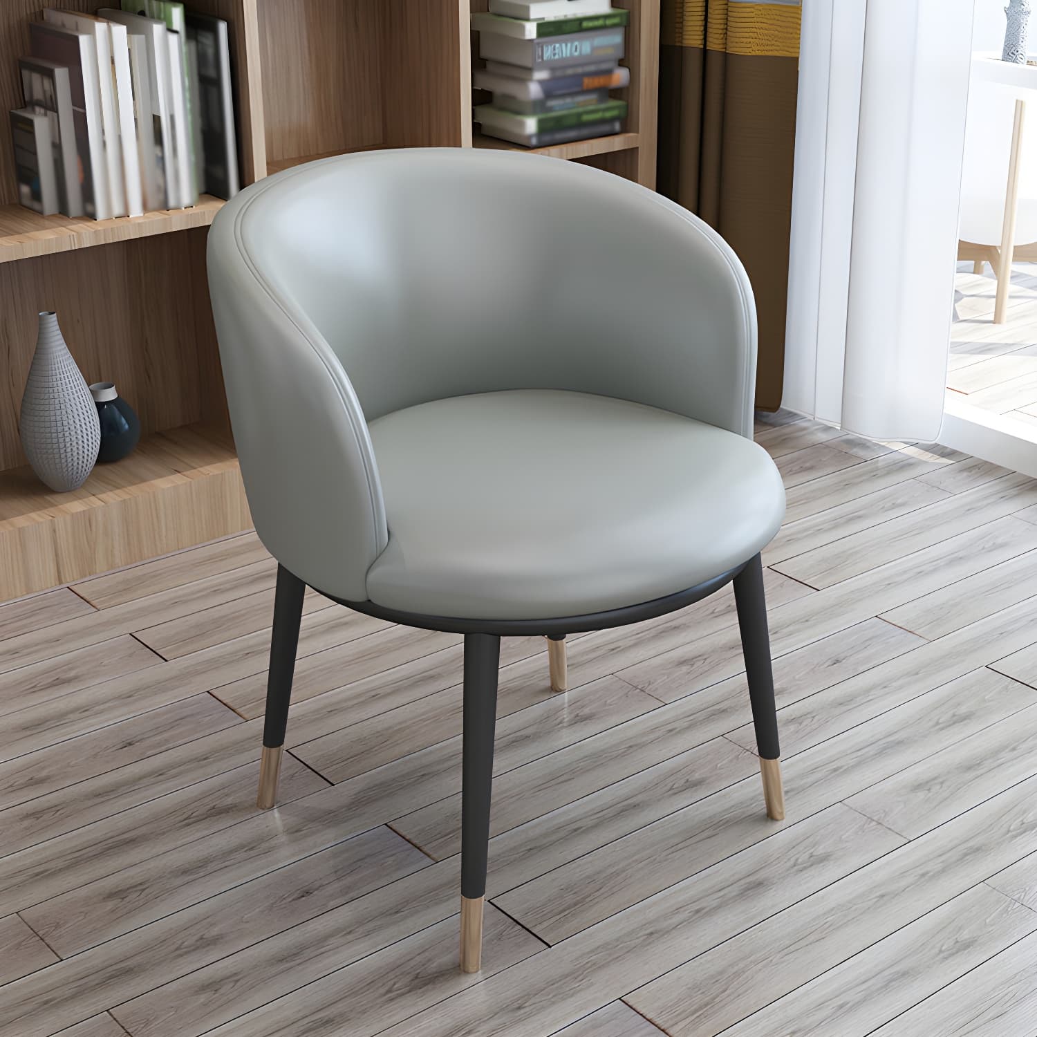 Faux Leather Contemporary Dining Chair with 4 Legs Matte Finish Solid Back Chair - image 18