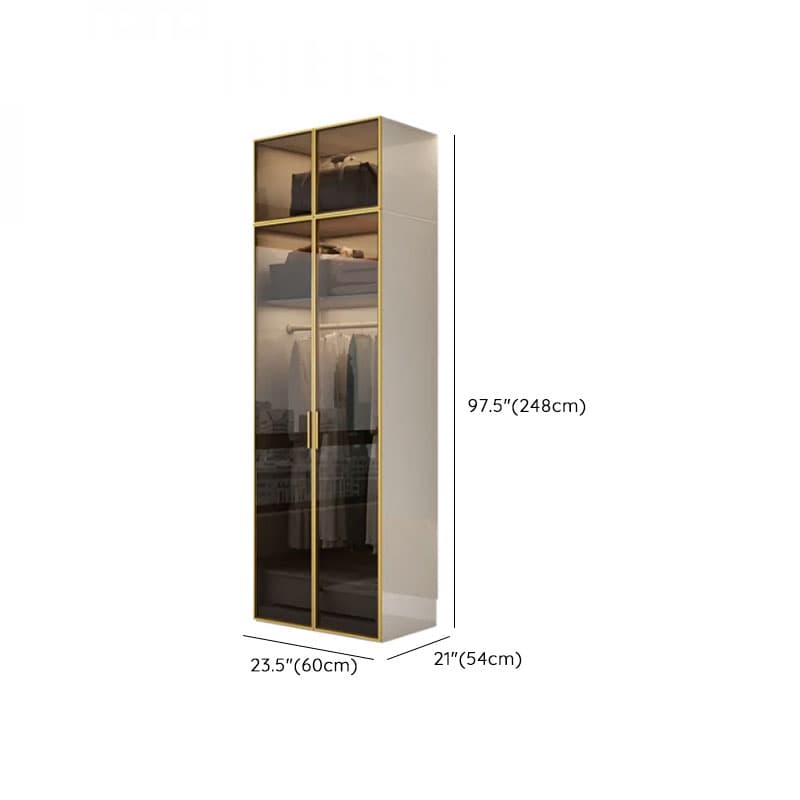 White Trendy Reclaimed Wood Almirah with Soft Close Drawer, Interior Shelves, and Hanging Rod - image 21