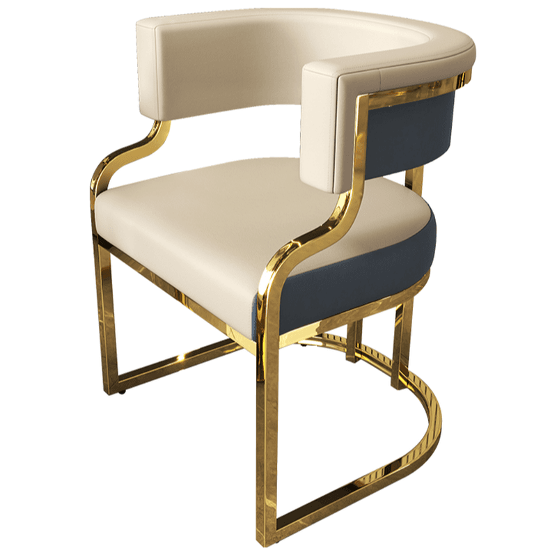 Lavish Gilded Alloy Leg Arm Chair with Cushion, Arms, and Low Back - image 16