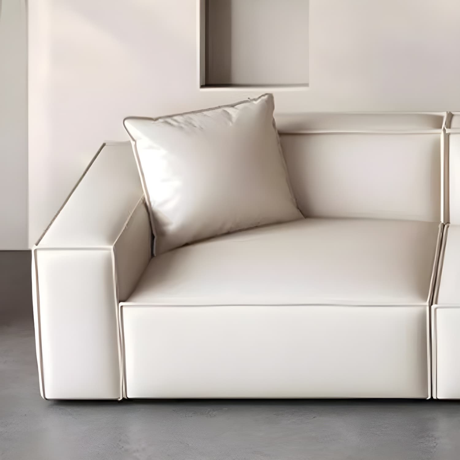 Modern Beige Square Arm Stationary Sectional Sofa in Pine Wood Frame - image 4