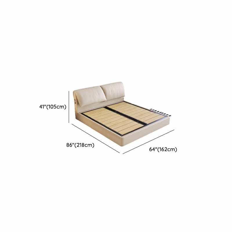 Beige Solid Color Storage Bed with 3 Storage Boxes, Sponge Upholstery, and Illumination Light - image 9
