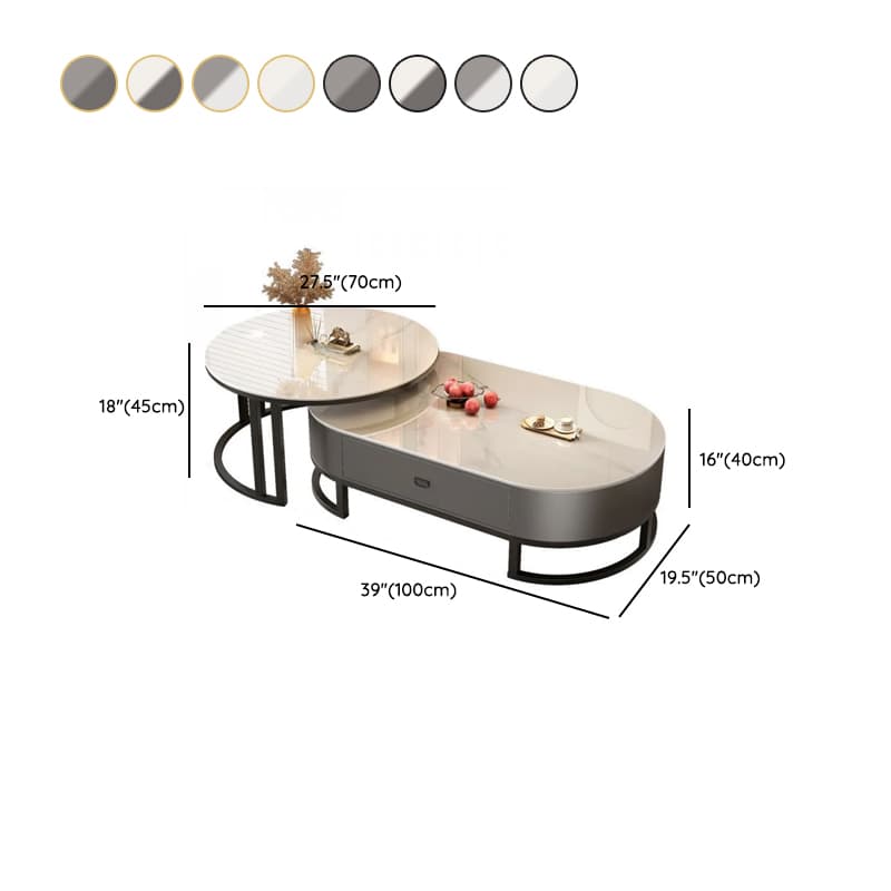 Modern Nesting Accent Table Set with Structure Base and Oblong Top - image 14