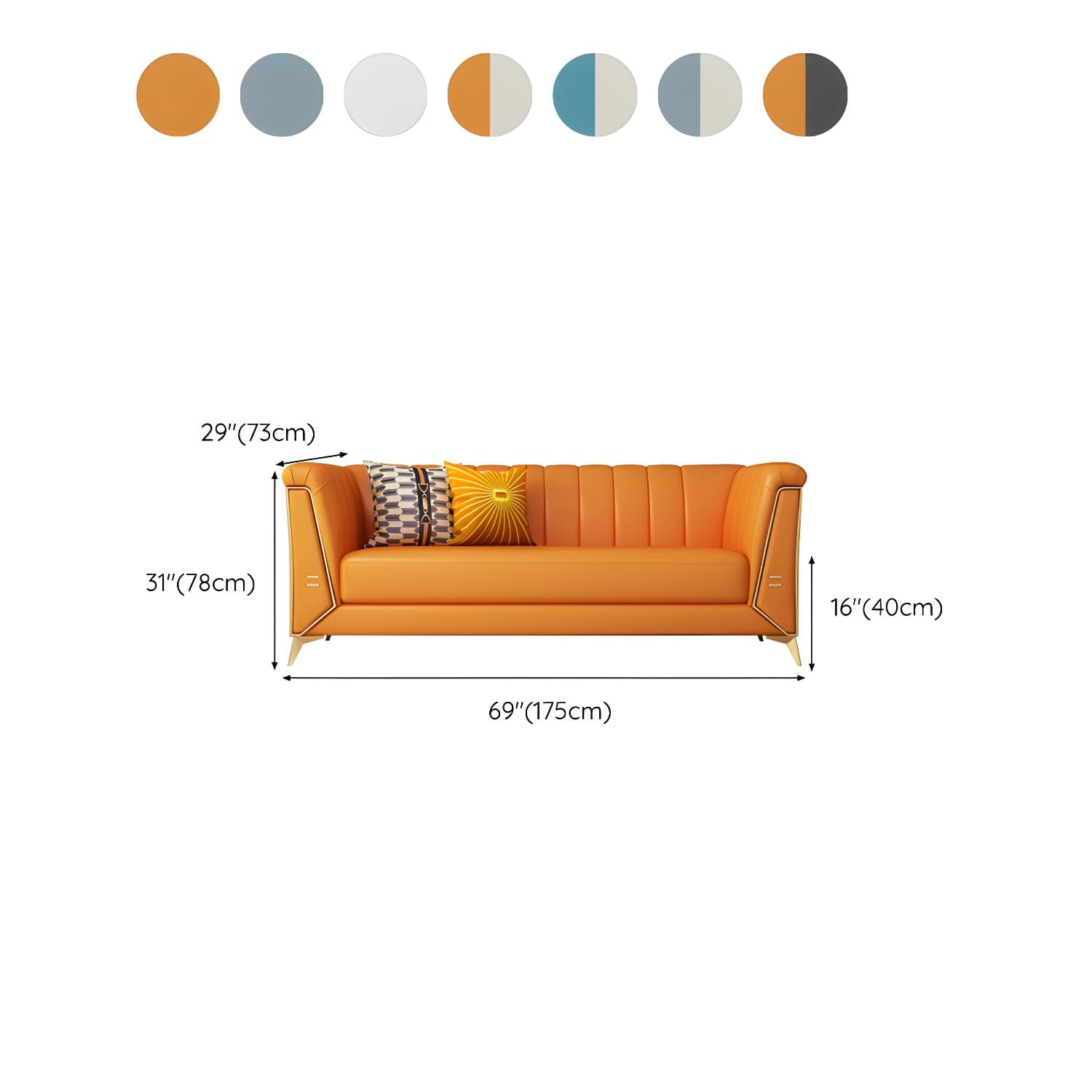 Glam Wood Frame Standard Sofa with Tuxedo Arms in Solid Color - image 24