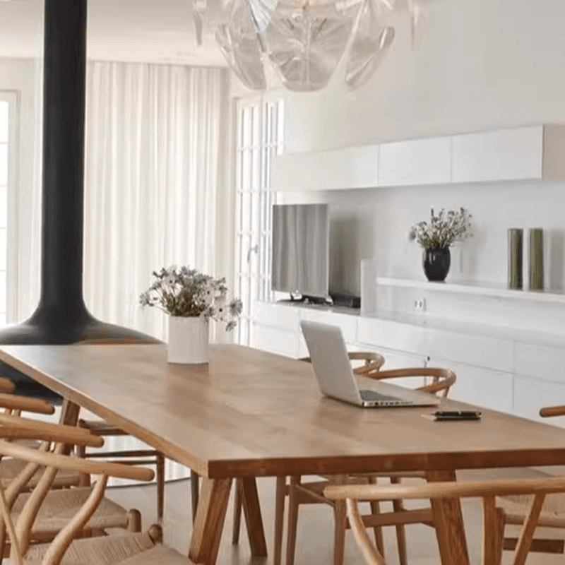 Nordic Style Solid Wood Dining Table Set in Unfinished Color - image 7