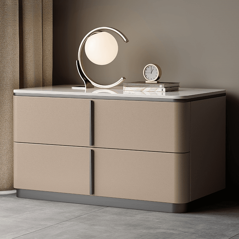 Modish Drawer Storage Bedside Table with 2 Drawers and Sintered Stone Countertop - image 8