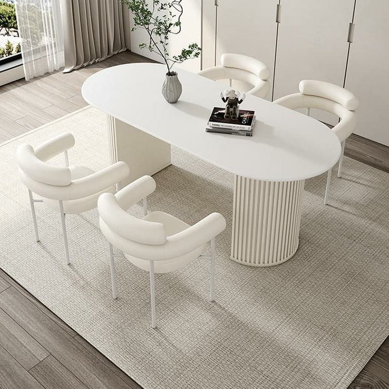 Contemporary Stone Top Oval Dining Table with Metal Legs for Dining Room - image 9