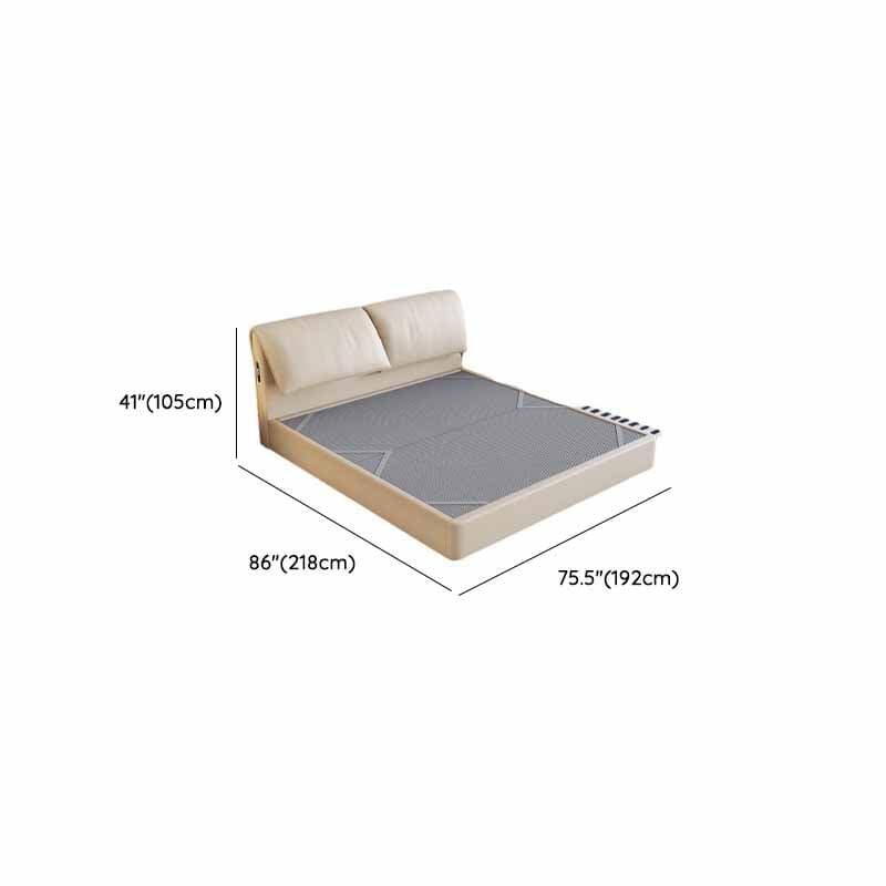 Beige Solid Color Storage Bed with 3 Storage Boxes, Sponge Upholstery, and Illumination Light - image 17