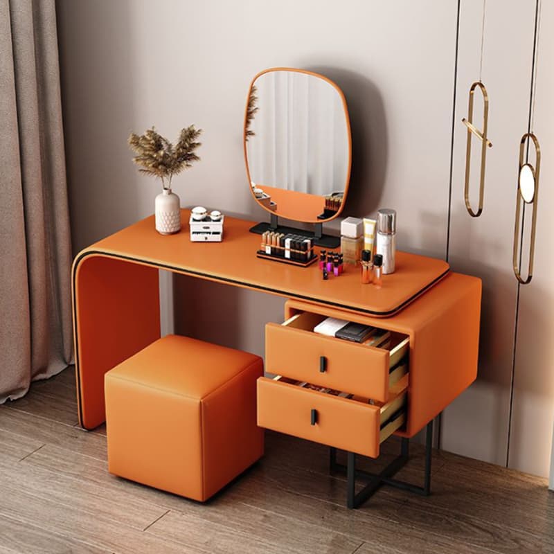 Modern Wood Makeup Vanity with 2 Soft Close Drawers, Standard Length, Natural Finish, 18.9in Width - image 8
