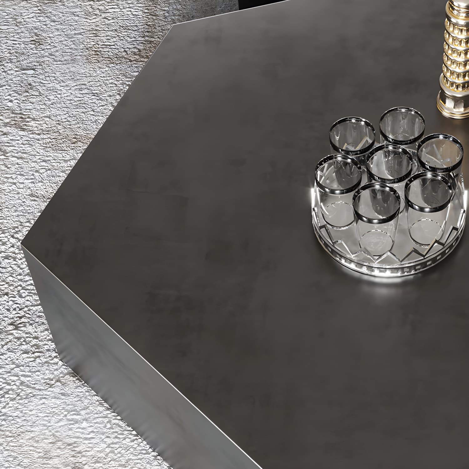 Abstract Shape Base Design Stainless Steel Hussey/bronze Free Shape Coffee Table - image 6