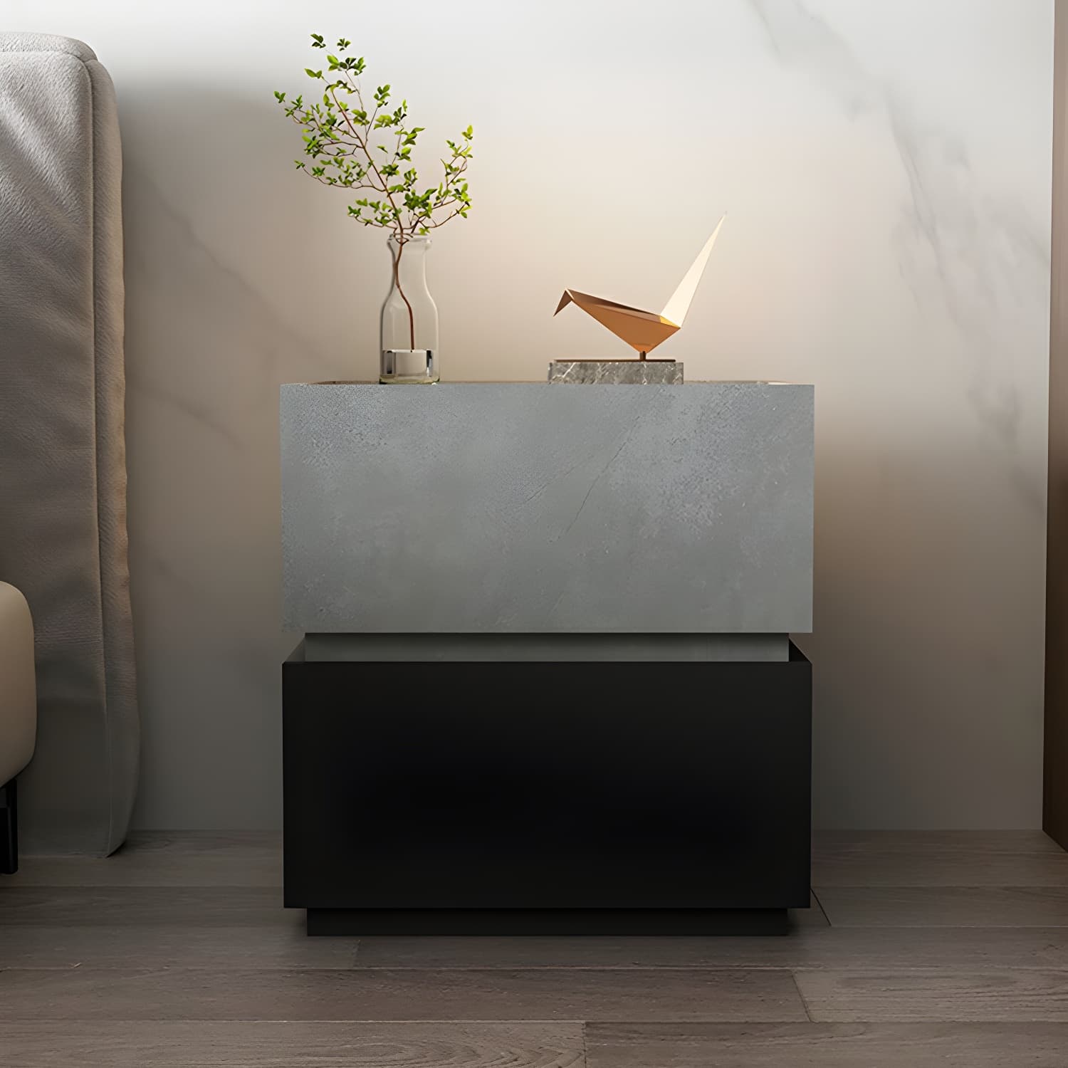 19.1" Tall 2 - Drawer Nightstand Wooden Accent Table Nightstand for Bedroom - image 25