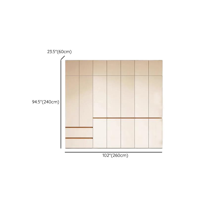 White Minimalist Manufactured Wood Wardrobe Closet with 2 Drawers, Soft Close Door, Interior Shelves, and Clothing Rod - image 24
