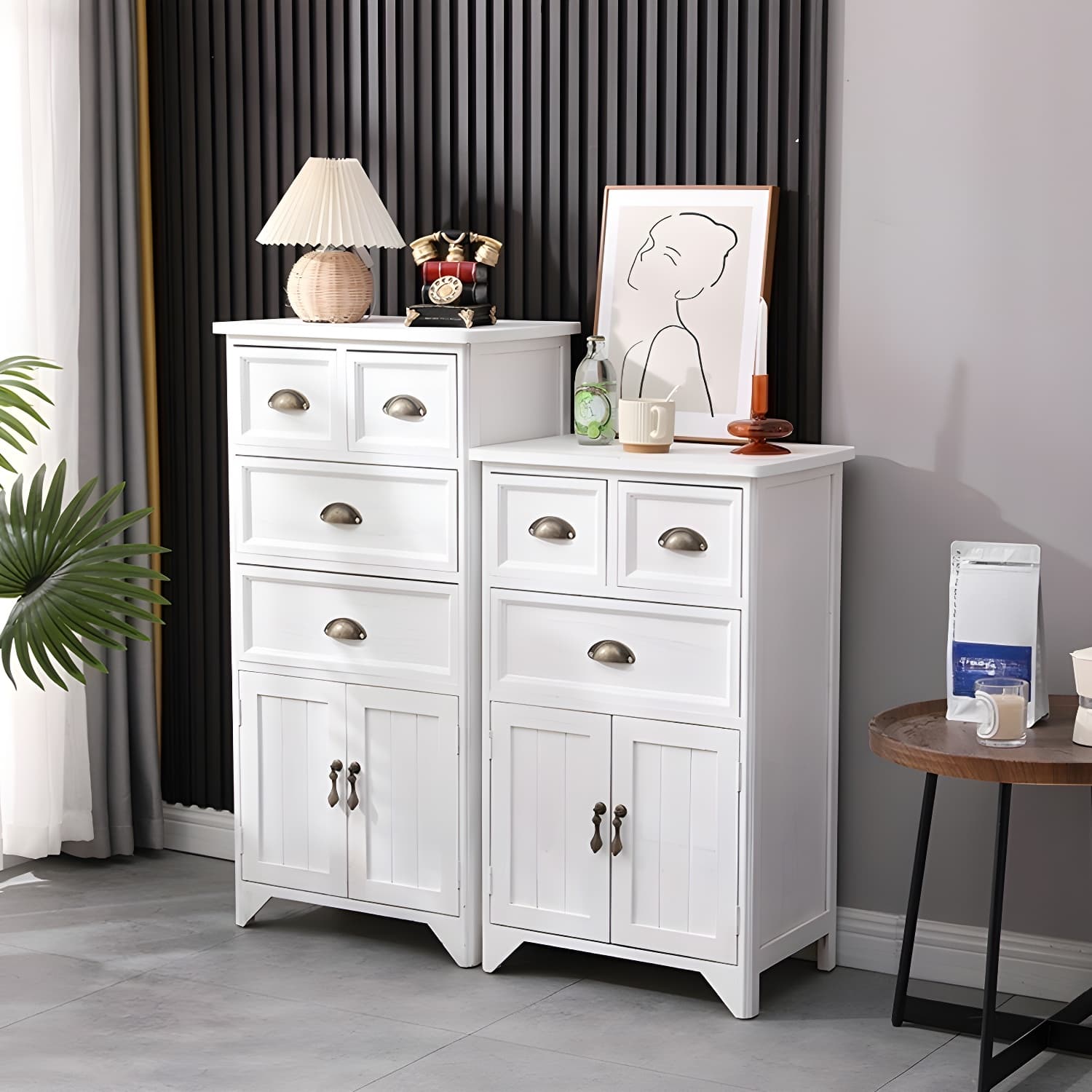 Rectangle Mid Century Modern Solid Wood Accent Cabinet with 1 Cabinet and Drawers - image 14