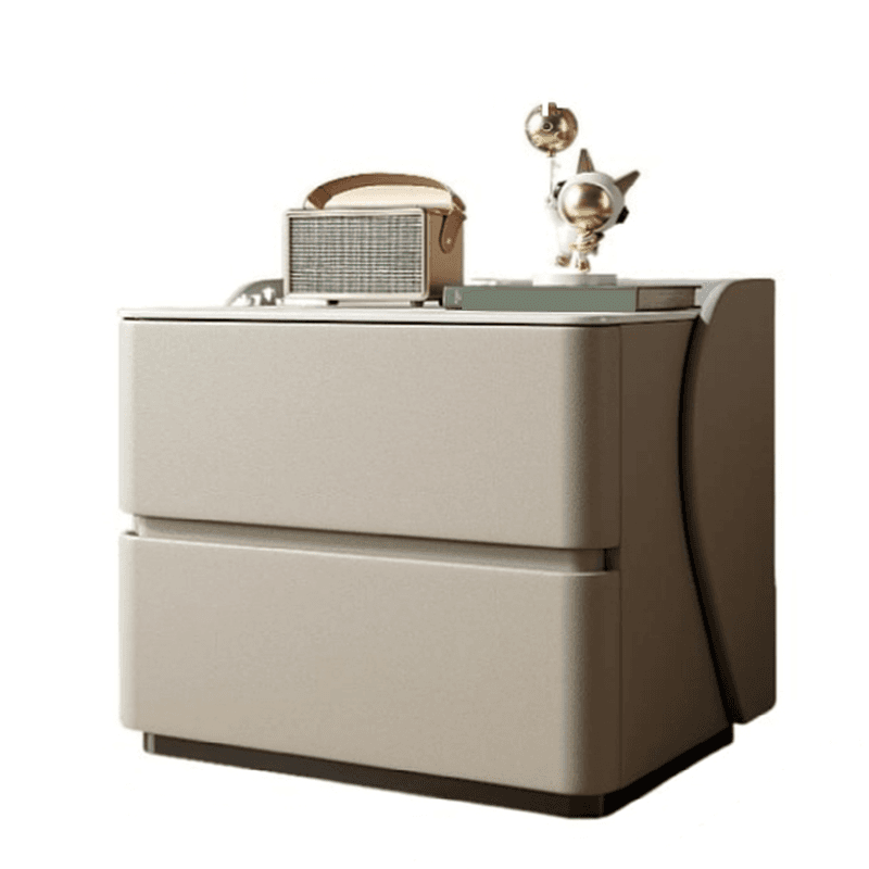 Minimalist 2 Tiers Drawer Storage Bedside Table with Faux Marble Top - image 16