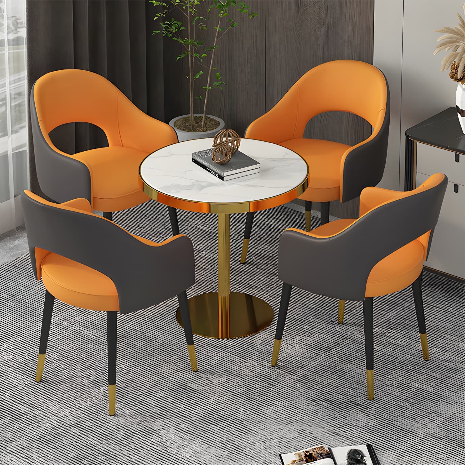 Contemporary Leather Dining Room Chairs Open Back Dining Side Chair for Home Use - image 11