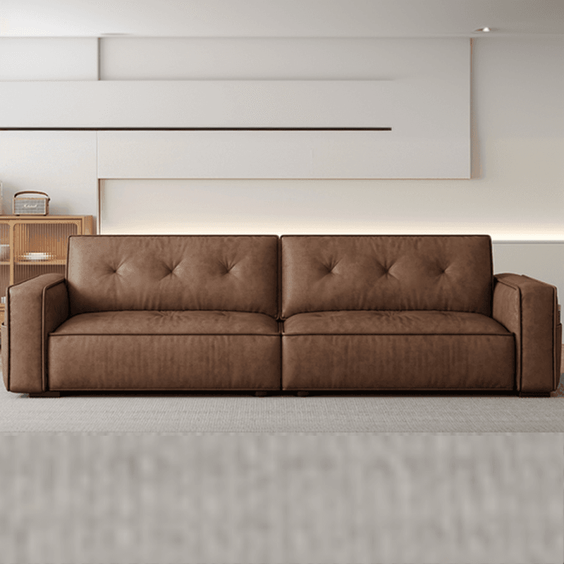 Mocha Pu Leather Convertible Sofa with Armrest for Drawing Room - image 3