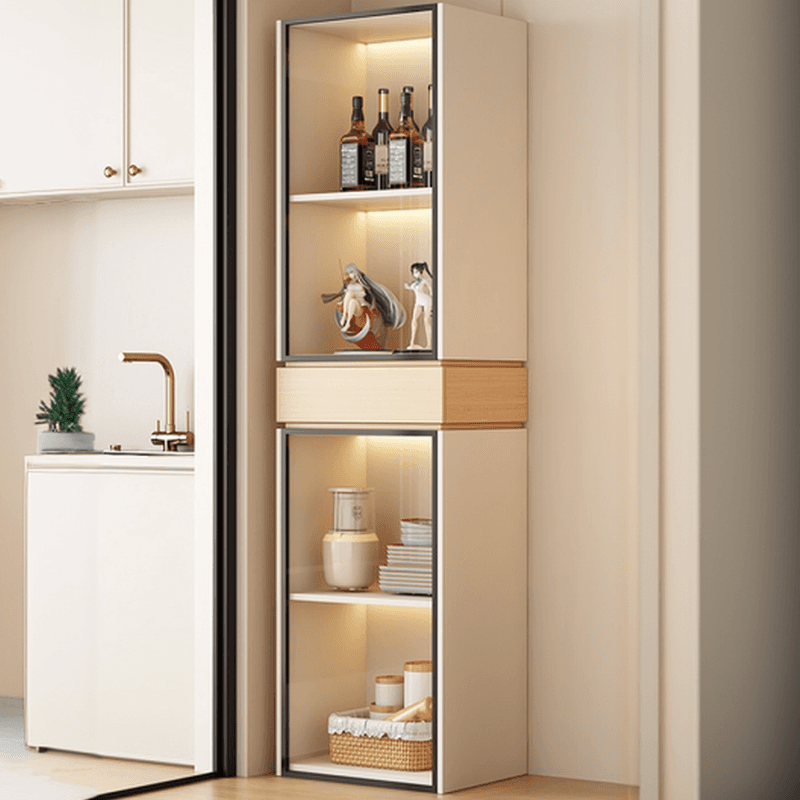 Rectangular Detached Accent Cabinet with Damp-proof, Scratch-immune Glazed Door in Chalk/Sepia and Soft Close Drawer