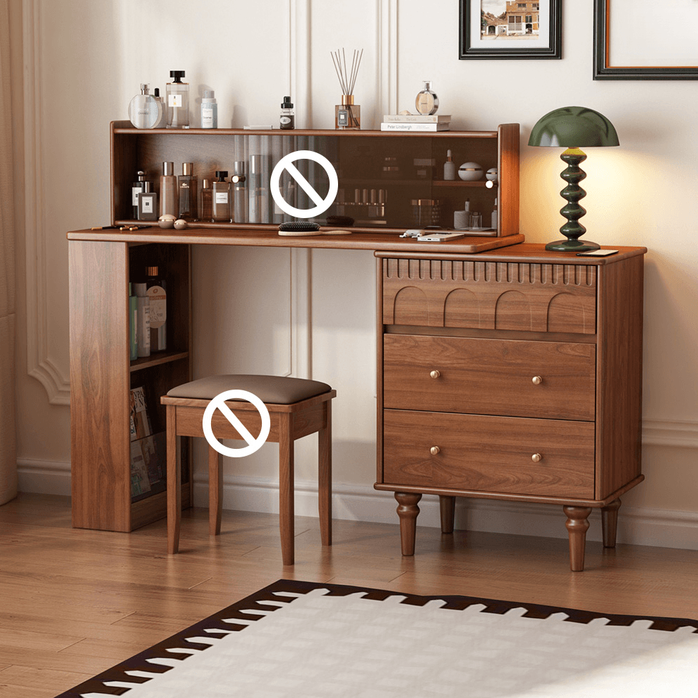 Simplistic Large Vanity Set/Makeup Vanity with Rubberwood Table Top, 4 Drawers/6 Drawers/2 Drawers, Scalable and No Suspension