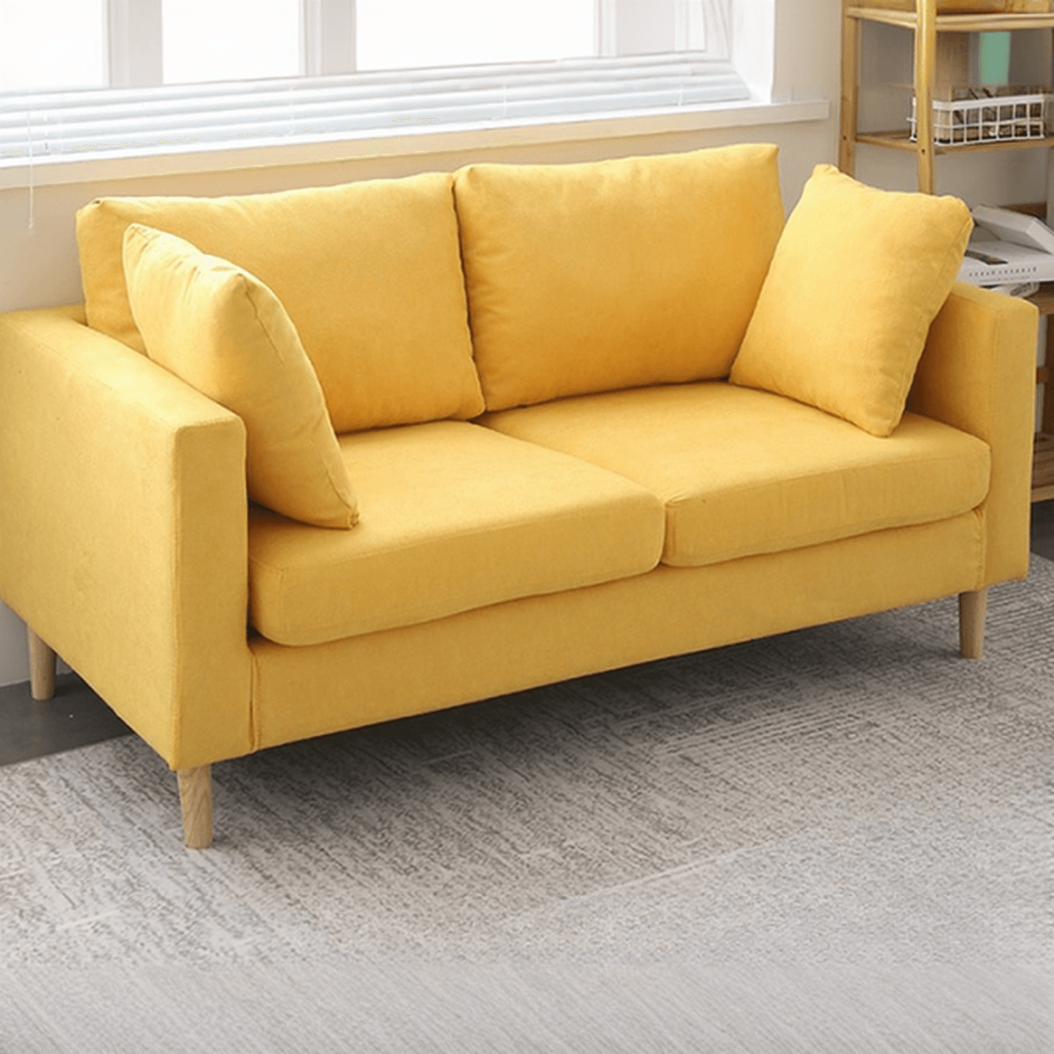 Cream/Dove Grey/Cerulean Loveseat with Slipcover, Wide Pillow Back, Receptacle and 2 Pillows - image 12