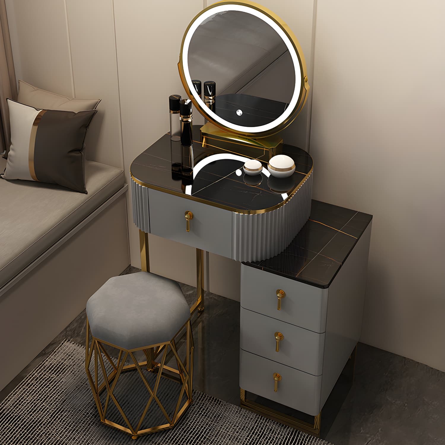 Contemporary Makeup Vanity Desk Table 29.9" H Bedroom Makeup Counter - image 17