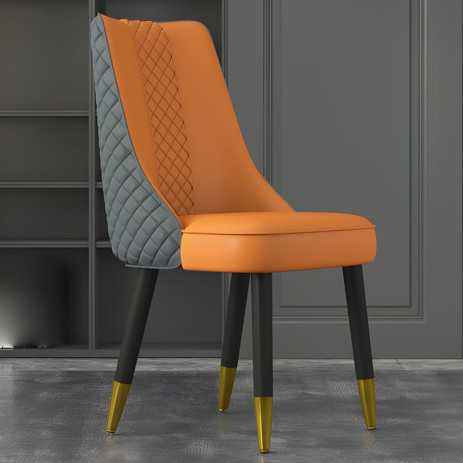 Industrial Style Dining Chairs Faux Leather Kitchen Chairs with Wood Legs - image 8