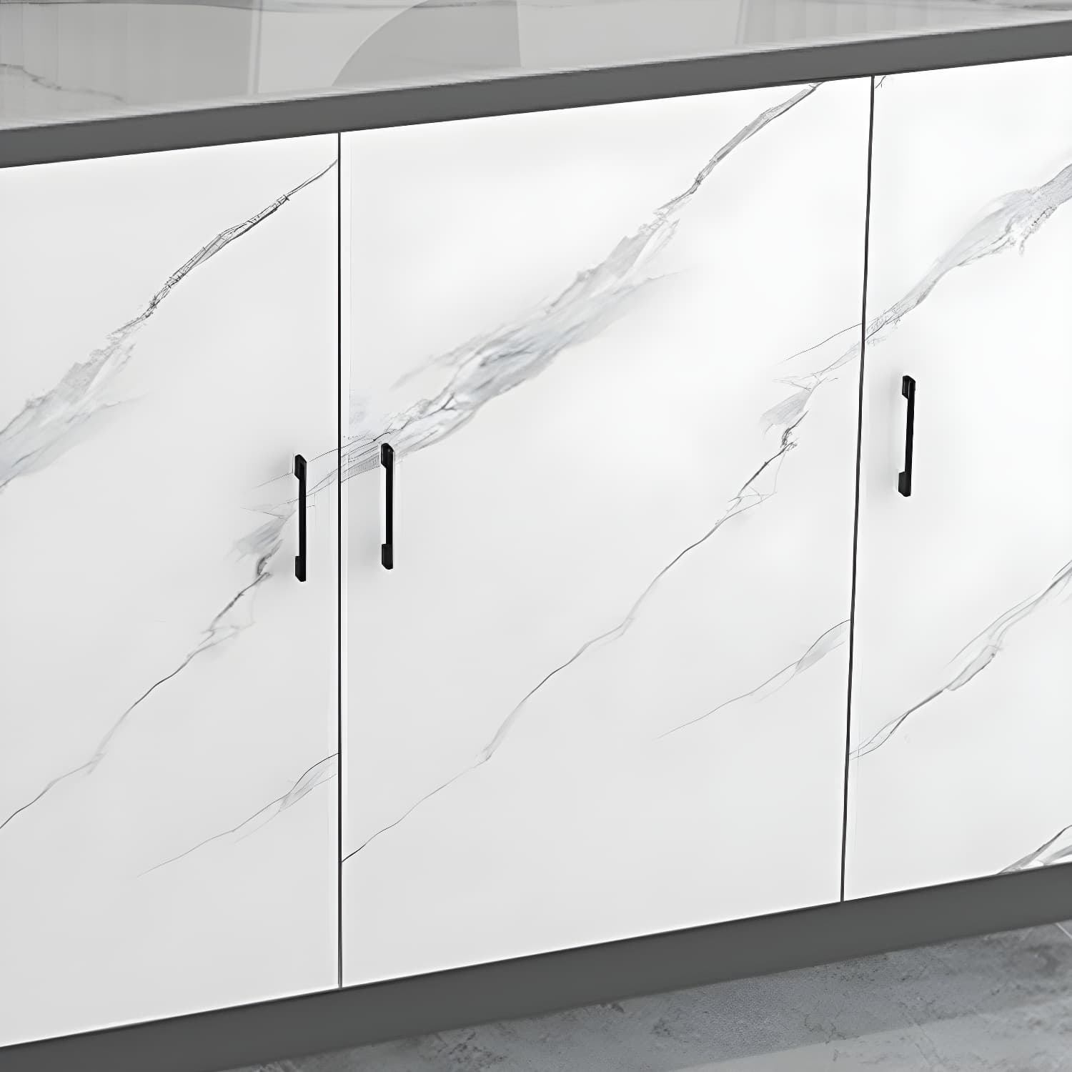 White Modern Wood Server with Stone Countertop and Cabinet Included - image 4