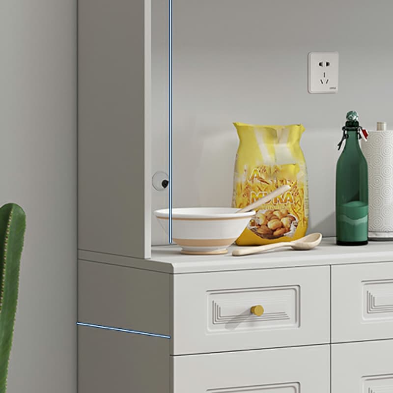 White Modern Wood Sideboard with Drawer and Cabinet with Adjustable Shelves - image 8
