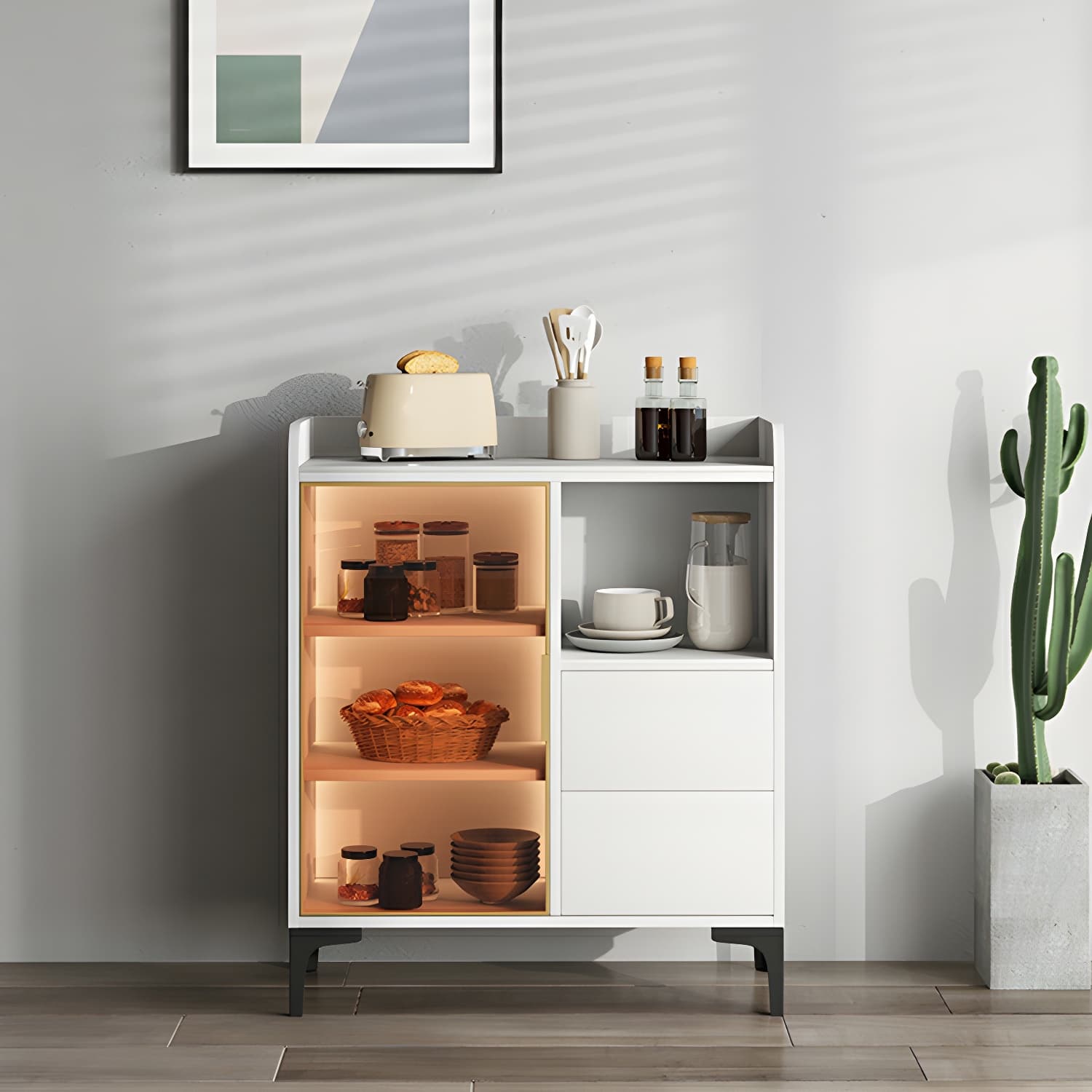 Modern Stone Top Sideboard with Doors and Drawers for Living Room - image 3