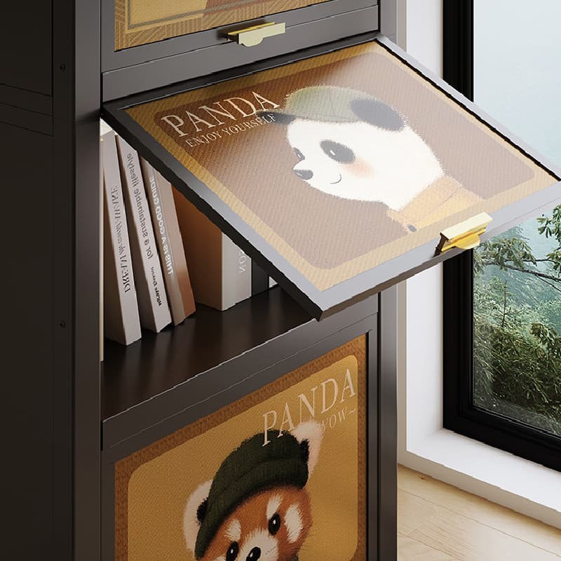Damp-proof Scratch-immune Steel Accent Cabinet with Glazed Door and Grip Bars in Midnight Black/Chalk, Stain Resistant - image 7