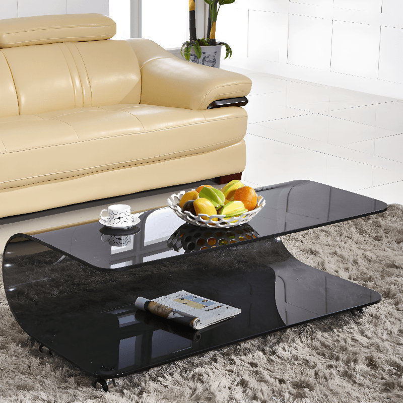 Transparent Wheel coffee table with Roller Wheels, Locker, 1 Shelf/2-Tier and Square/Square for Indoor Use - image 11