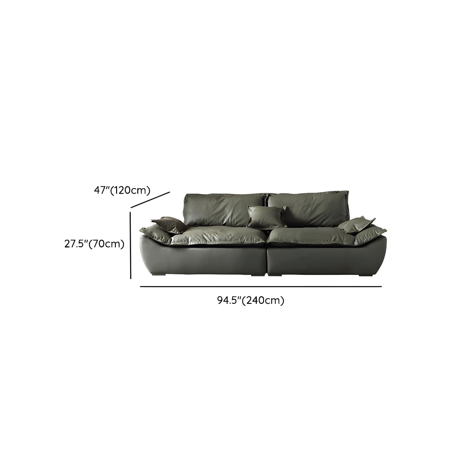 Modern Green Silicone Rubber Stationary Sectional Sofa with Pillow Top Arm - image 8