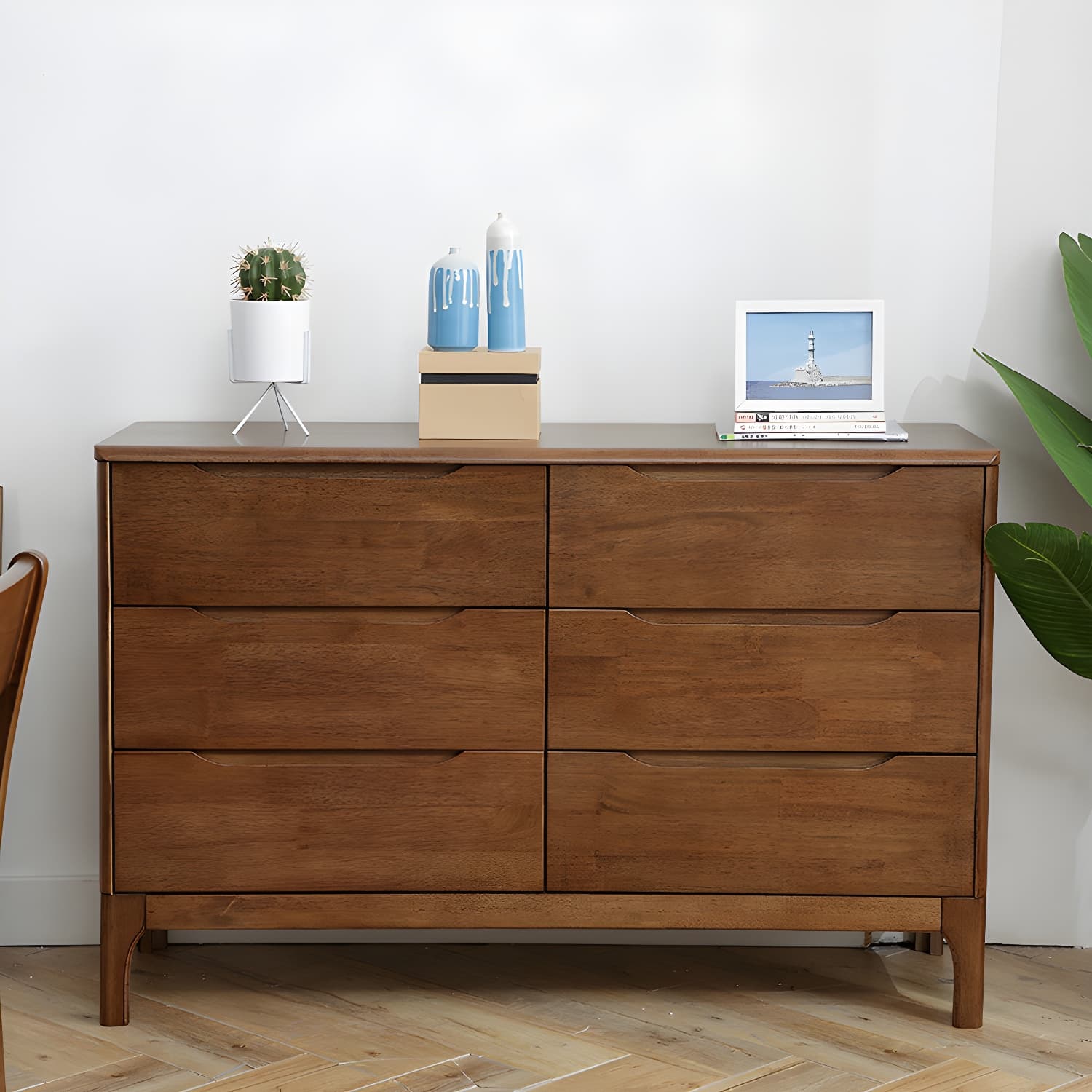 Rectangular Rubberwood Chest Mid-Century Modern Accent Chest - image 3