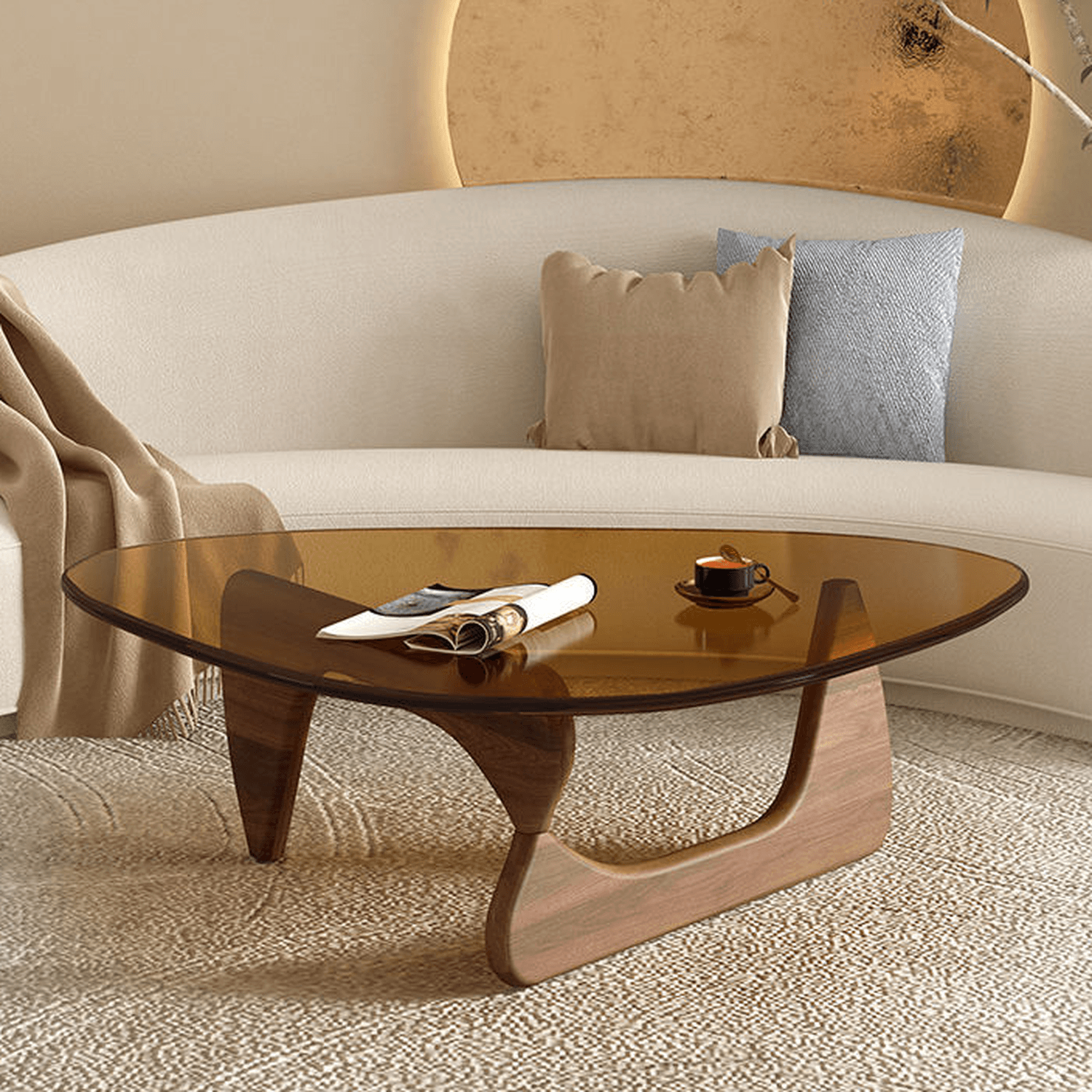 Simplistic Pennels Tempered Glass Single Side Table with Abstract Base Indoor Use - image 3