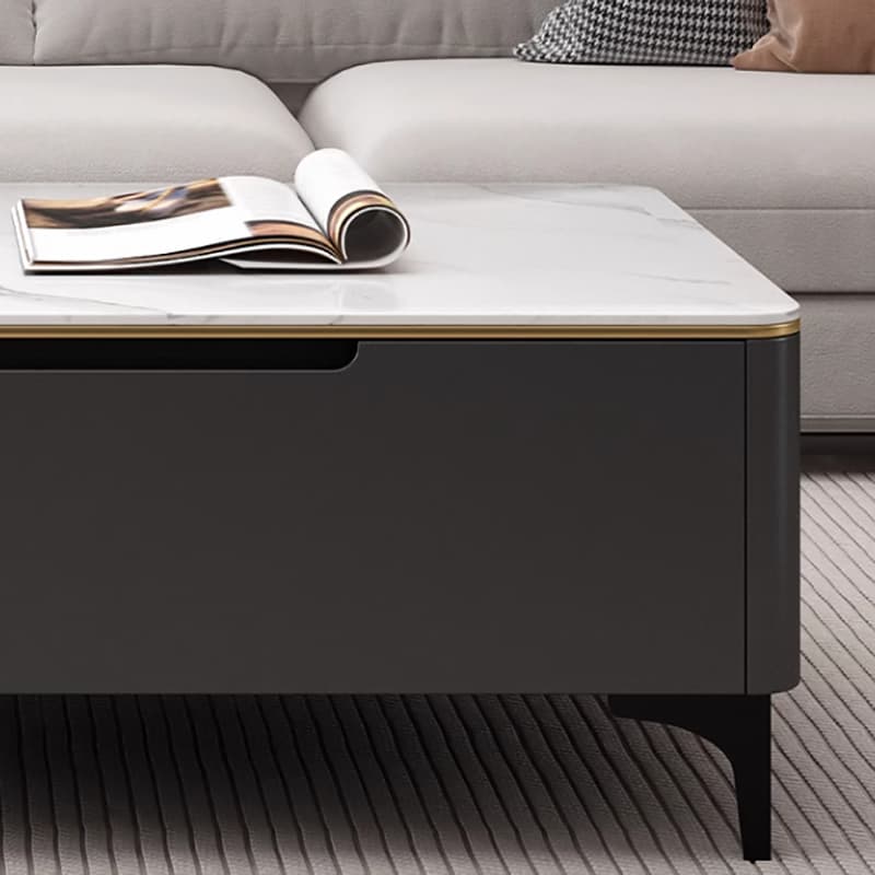 Contemporary Design Cream Oblong Sintered Stone Single Board Game Coffee Table with Block/Four Legs and Scratch Resistant - image 10