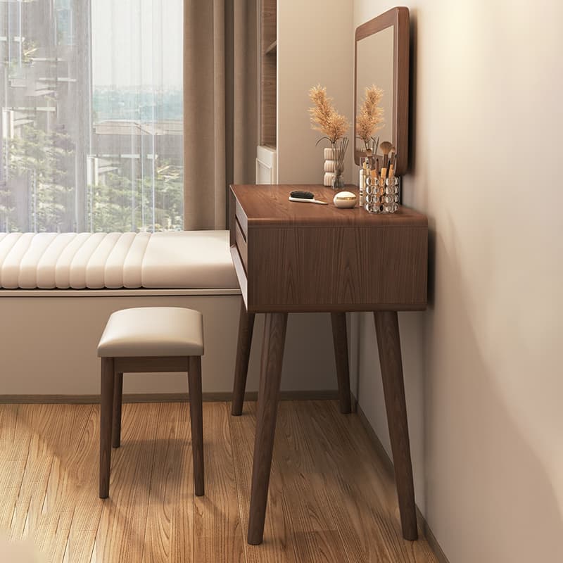 Art Deco Timber Natural/White/Brown Makeup Vanity Set/Makeup Vanity Table with 3 Drawers - image 15
