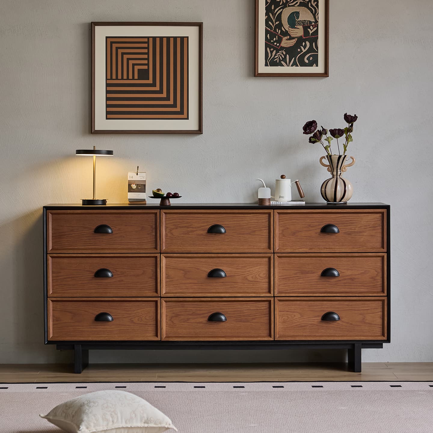 Cocoa Simplistic Reclaimed Wood Double Dresser/Lingerie Chest/Bachelor Chest with 6/8/9 Drawers, Horizontal/Vertical