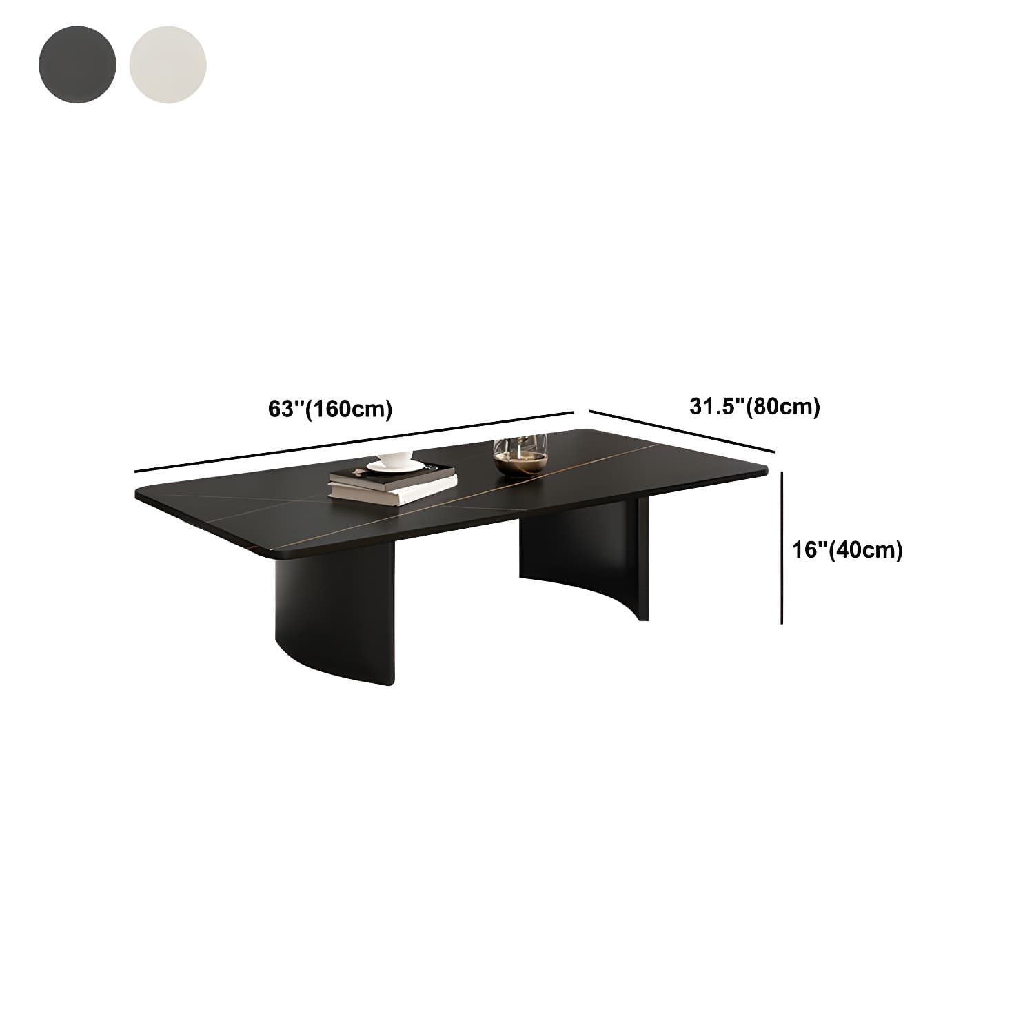 Glam 15.7" H Rectangle Slate Coffee Table Steel 2 Legs Cocktail Table - image 21