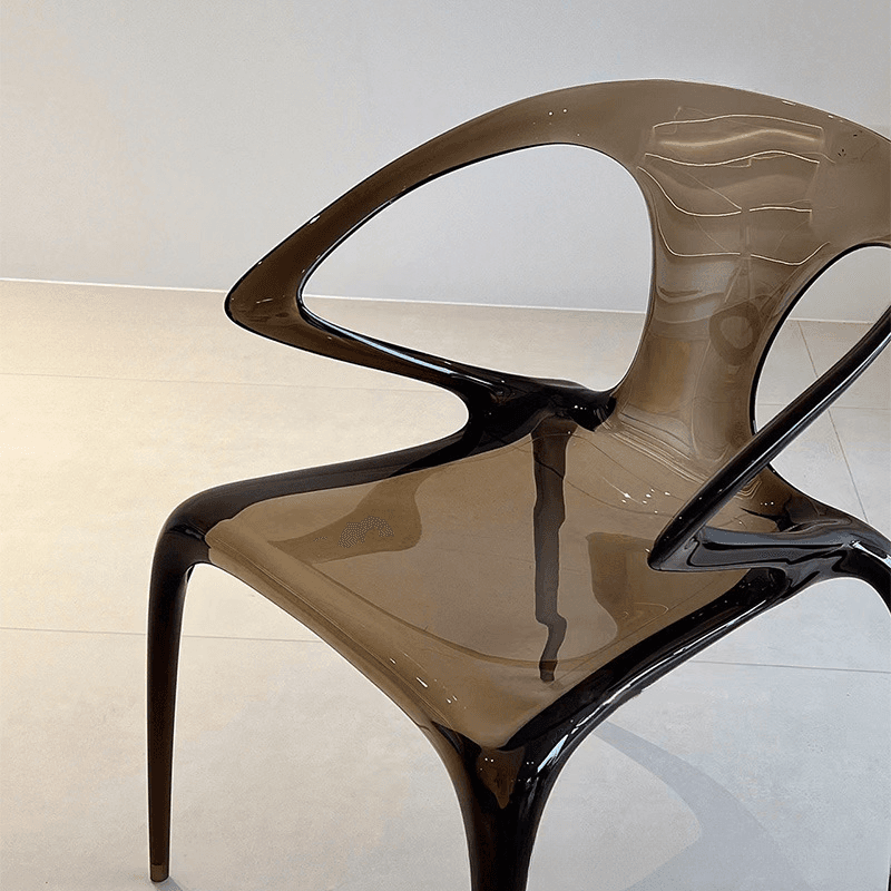Casual Arm Chair with Uncovered Back, Armrest, and Sepia/Lime Green/Transparent Polymer Legs - image 4