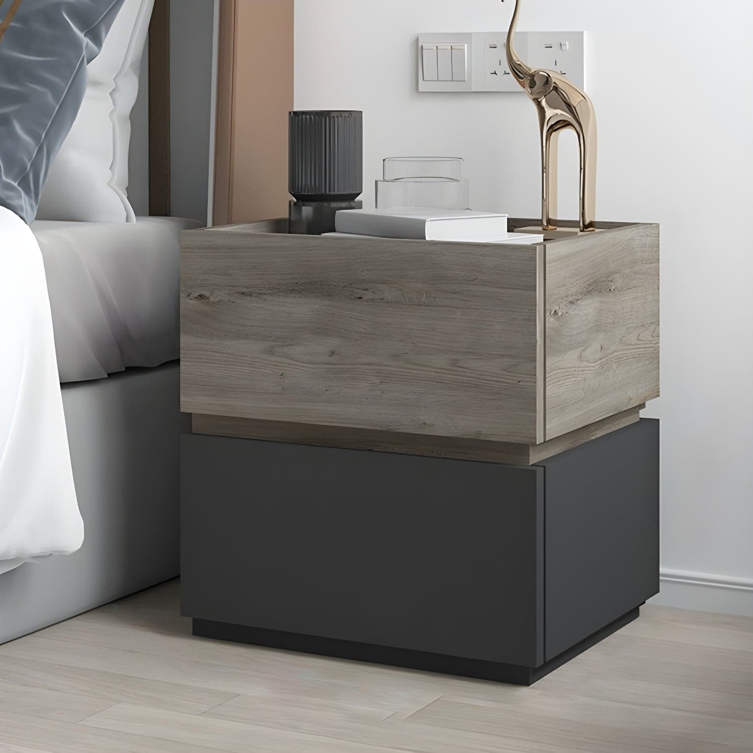 19.1" Tall 2 - Drawer Nightstand Wooden Accent Table Nightstand for Bedroom - image 11