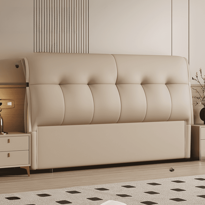 Simplistic Panel Headboard with No Distressing, Piled Tufted Rectangular Design for King/Queen/Full Bed, Sponge Upholstery Fill, Standard Height