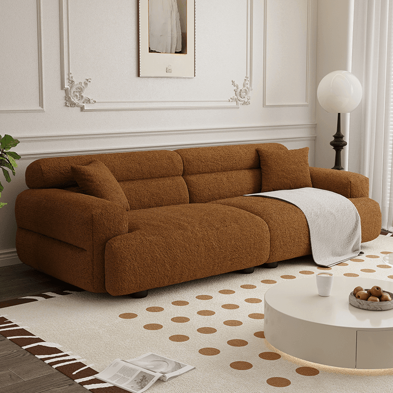 Contemporary Solid Color Tear Resistant Standard Sofa in Gray/Light Brown/Citrus Color for 4/5/3 with 2 Pillows