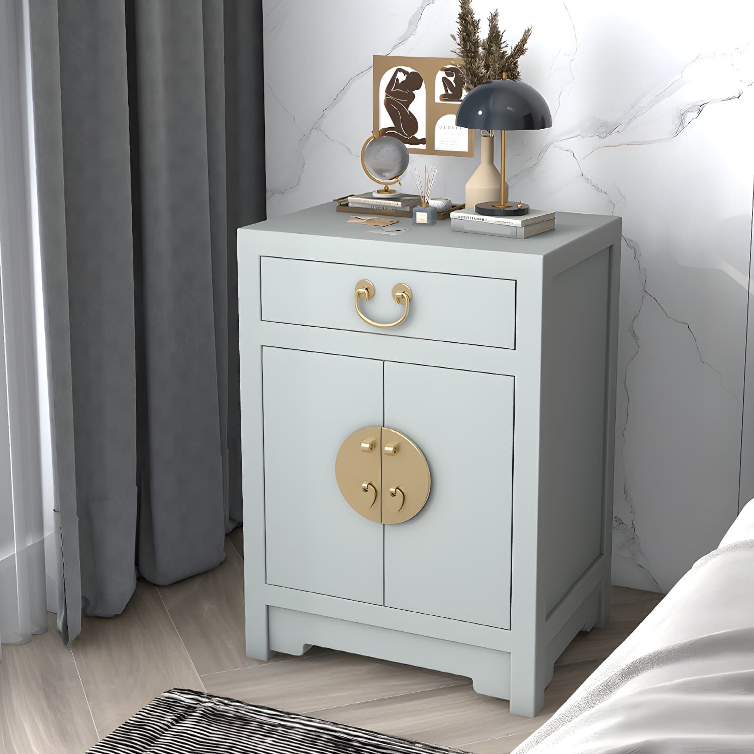 Solid Wood Nightstand with Cabinet 27.5"Tall 1 - Drawer Nightstand - image 5