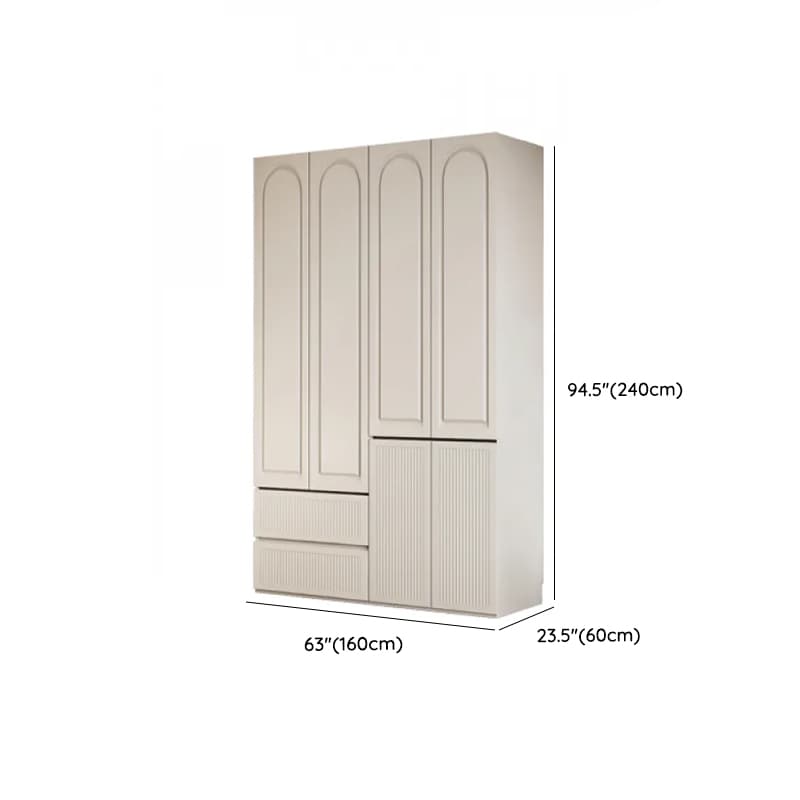 White Minimalist Manufactured Wood Independent Wardrobe Closet with Soft Close Drawer, Soft Close Door, and Interior Shelves - image 17