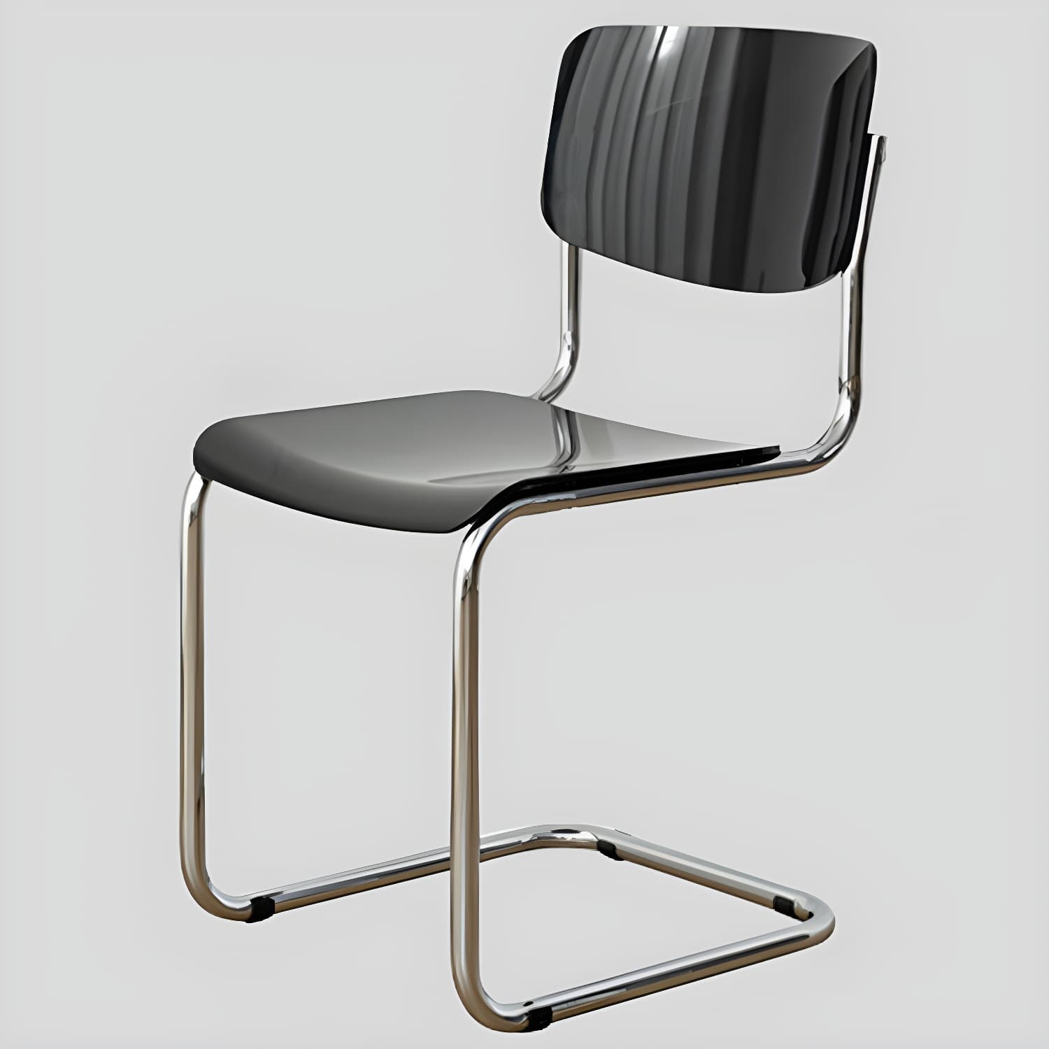 Scandinavian Open Back Side Chair with Silver Metal Legs in Plastic & Acrylic for Kitchen & Dining