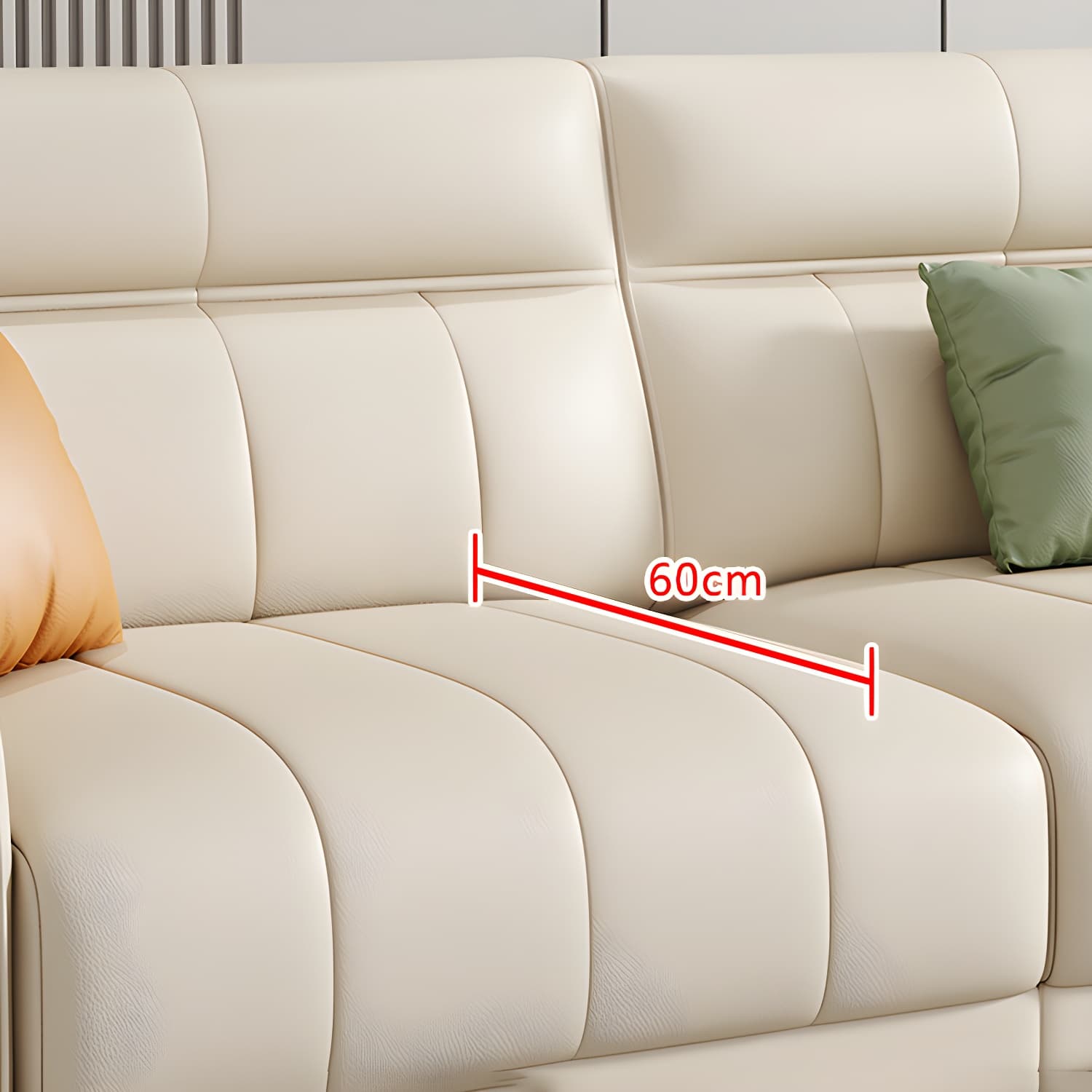 Scandinavian Wood Frame Beige Faux Leather Sectional with Cushion Back - image 9