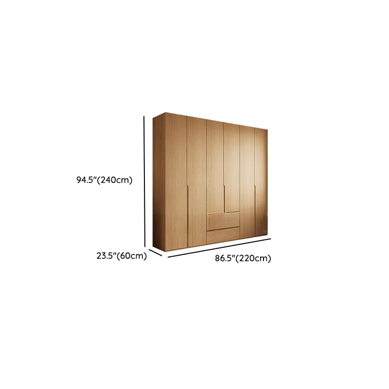 Natural Finish Minimalist Oak Wood Cabinet Armoire with Soft Close Drawer, Soft Close Door, Interior Shelves, and Clothing Rod - image 25